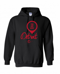 You are here detroit black hoodie