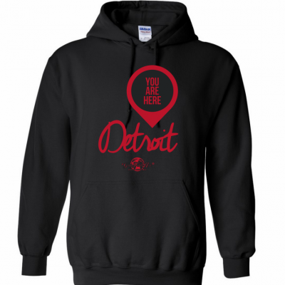 You are here detroit black hoodie