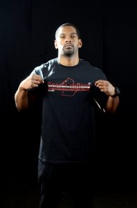 Man wearing black WorldwideClothing Michigan t-shirt